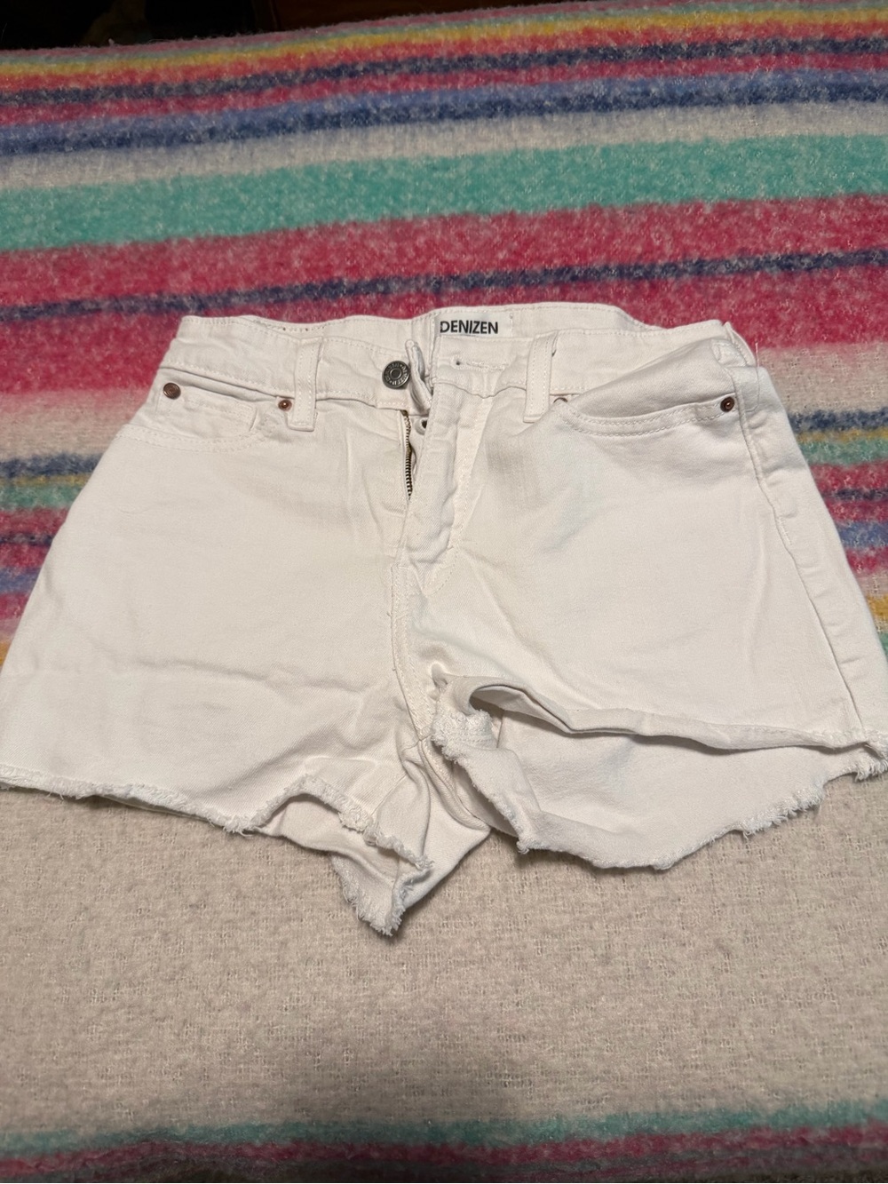 Denizen from Levi's White High-Rise Raw Hem Denim Shorts